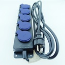 Heavy-duty, splash-proof extension sockets, with rubber cord, 5 sockets 2P+E, IP44, H05RR-F 3x1.5mm² - 3m