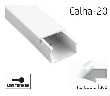 CALHA-20 | Calha de PVC branca com adesivo dupla face 30x25 2M