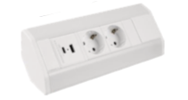 CORNER BOX white, 2x Schuko socket, 1xUSB A, 1xUSB C, cable 1.8m