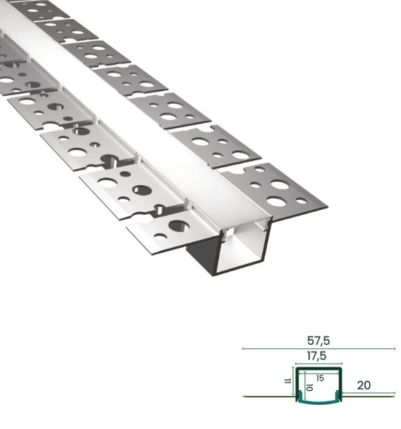 PRO020-A - Perfil Alumínio Projeto Flexível 2mt Anod. Cinzento
