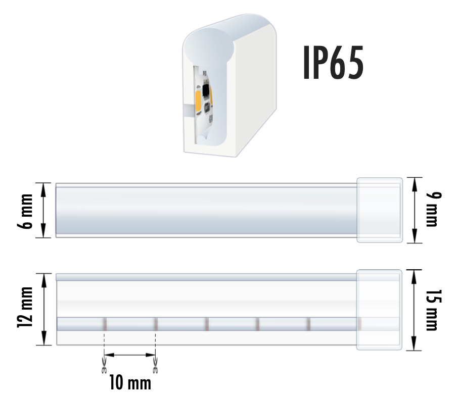 NEON LED MINI-CUT 11W 12V 6000K IP65 6MM 5MT