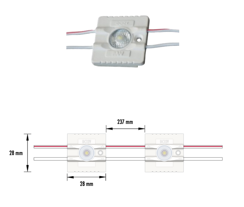 SIGN-004-12W-C - MODULO 1LED 1.2W 12V IP67 6000K-8000K 5Y