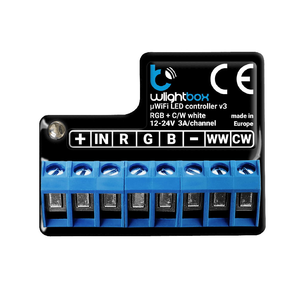 Controlador LED monocromático, RGBW e CCT -180W (12VDC) / 360W (24VDC) - 15A IP20 - 5 CANAIS