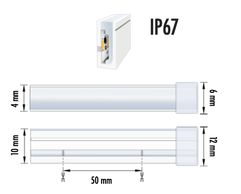 NEON LED S 9.6W 24V 4000K IP67