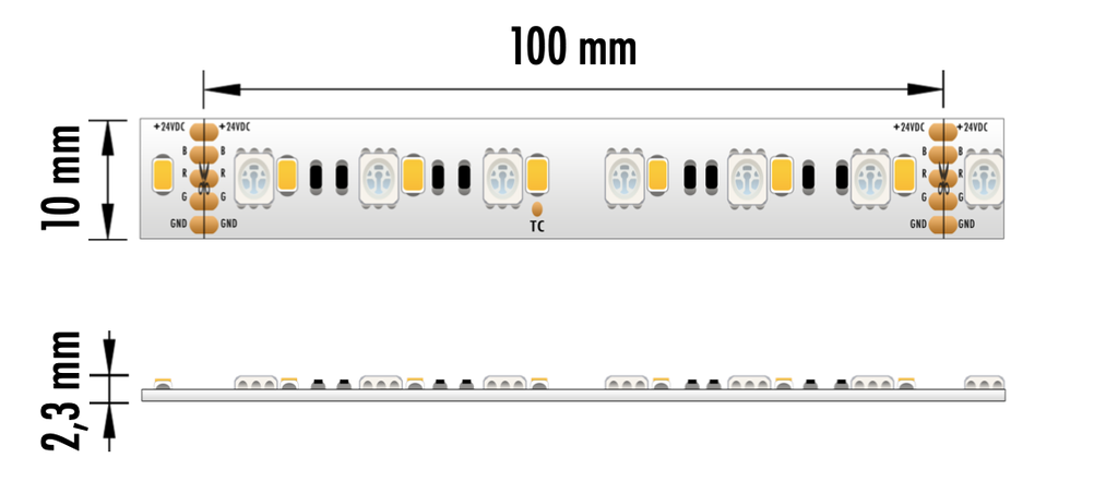 FITA LED EPRO 19.2W 24V RGB+3000K IP20 5MT