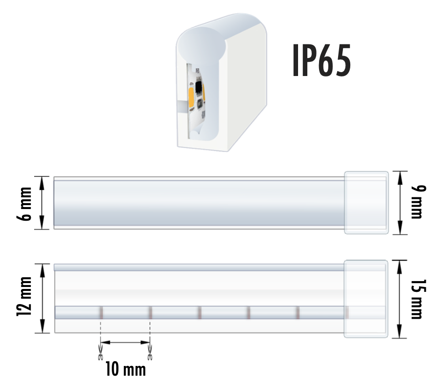 NEON LED MINI-CUT 11W 12V 4000K IP65 6MM 5M