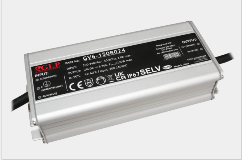 Fonte Al. GV6-150B 150W 24V 6.3A IP67 5Y