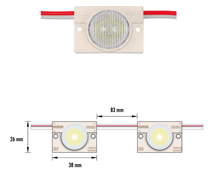 SIGN-007-12W-C - MODULO 1LED 1.2W 12V IP67 6500K-10000K 4Y