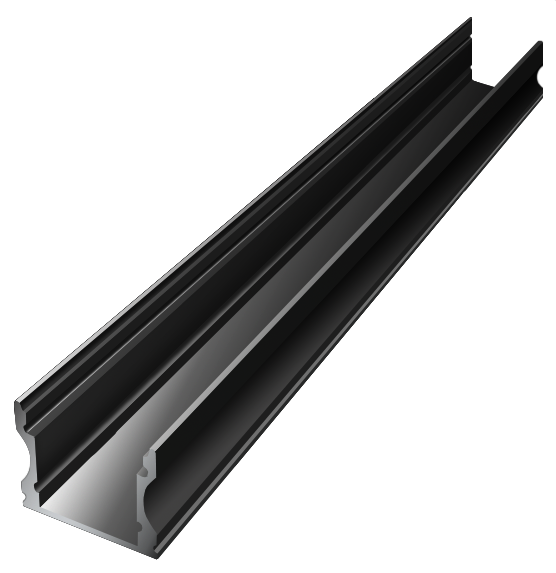 OUT002-B - Perfil Alumínio Saliente 2M Lacado Preto