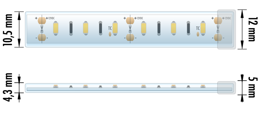 FITA LED EPRO 14.4W 12V 3000K IP67 5M