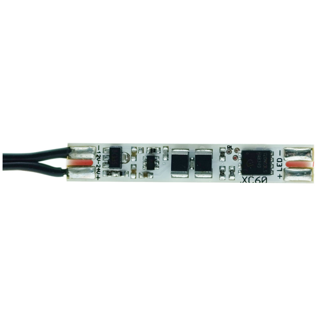 INTERRUPTOR XC60 12V/24DC/5A c/ FIO PRETO DE 2M, para perfil, C/ LED azul