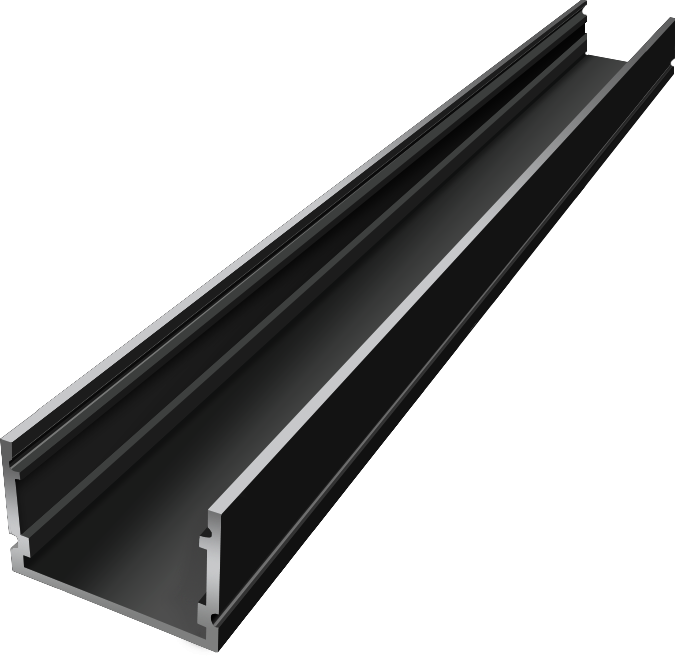 OUT005-B - Protruding Aluminum Profile 2mt Black