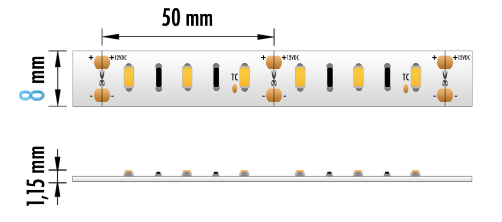 FITA LED EPRO 9.6W 60L 12V 3000K IP20 5M
