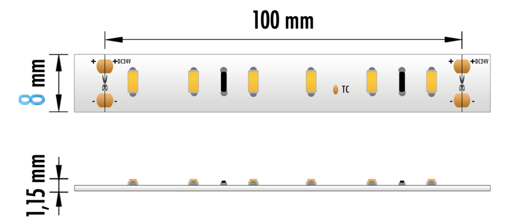 FITA LED EPRO 9.6W 60L 24V 3000K IP20 5MT