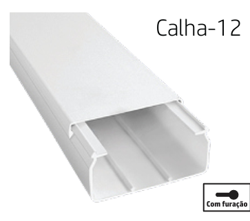 [8699430327850] CALHA-12 | Calha técnica de PVC branca com furação 120x60 2M