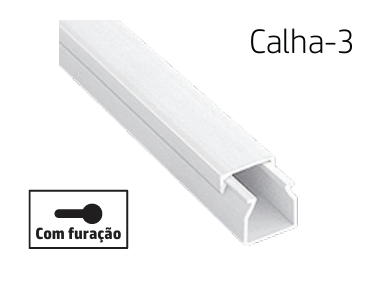 [8699430128266] CALHA-3 | Calha técnica de PVC branca com furação 25x25 2M