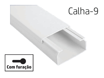 [8699430128303] CALHA-9 | Calha técnica de PVC branca com furação 80x40 2M