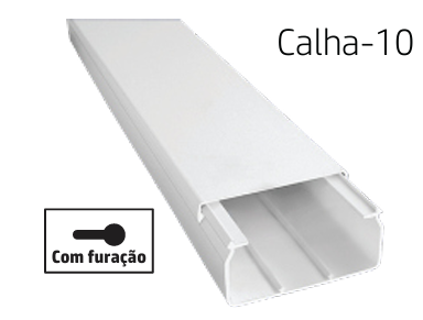 [8699430130603] CALHA-10 | Caha técnica de PVC branca com furação 100x40 2M