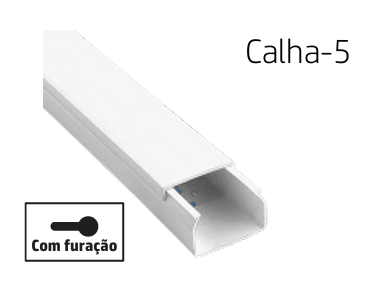 [8699430128273] CALHA-5 | Calha técnica de PVC branca com furação 40x25 2M
