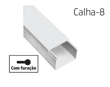 [8699430128297] CALHA-8 | Calha técnica de PVC branca com furação 60x40 2M