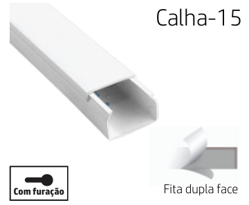 [8699430130481] CALHA-15 | Calha de PVC branca com adesivo dupla face 15x10 2M