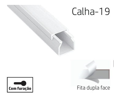 [8699430129065] CALHA-19 | Calha de PVC com adesivo dupla face 25x25 2M