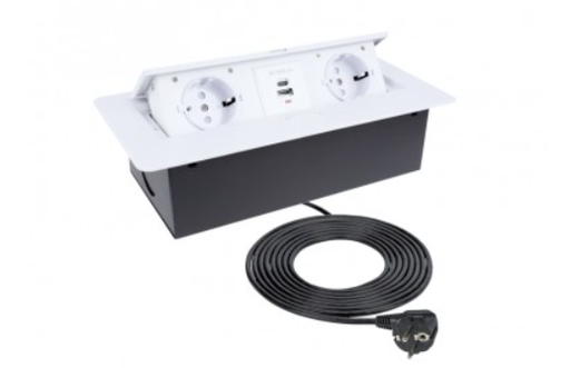 [KOMB-BI-2DE-UAC-1,5-01W] KOMBIBOX 1,5m cable, white color, 2x SCHUKO socket, 1xUSB A, 1xUSB C