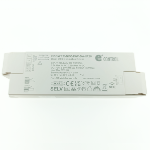 [NFC-45W-DA-IP20] DRIVER NFC 45W 6/54V 500/1400mA DALI2+PUSH IP20