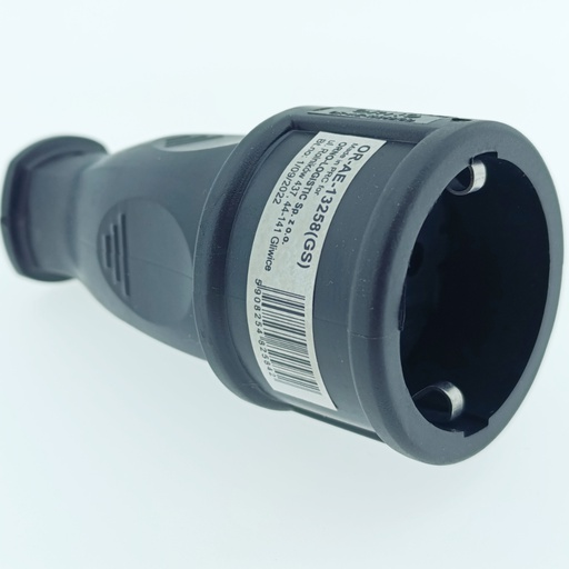 [OR-AE-13258(GS)/12] Workshop socket 2P+E (Schuko) with a comfortable grip, black, 12 pcs.
