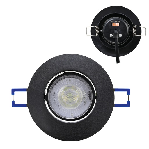[8683684212086] NORAPRO-5 5W PRETO BL 3CCT 170-265V RND LED DOWNLGHT