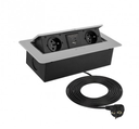 KOMBI BOX USB WITH 1,5M/3M POWER CABLE AND PLUG WITH ELECTRICAL GROUNDING, Alumínio, 2 x SCHUKO - 2 x USB - 1,5 m: