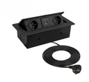 KOMBI BOX USB WITH 1,5M/3M POWER CABLE AND PLUG WITH ELECTRICAL GROUNDING, Preto, 2 x SCHUKO - 2 x USB - 1,5 m