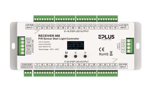 [ECT-RECEIVER008] CONTROLADOR DMX512 12-24VDC 4CHX8A MONO/CCT/RGBW/RGBCCT IP20 (cópia)