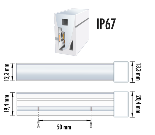 [NEON-L96W24VGREENIP67] NEON LED L 9.6W 24V GREEN IP67