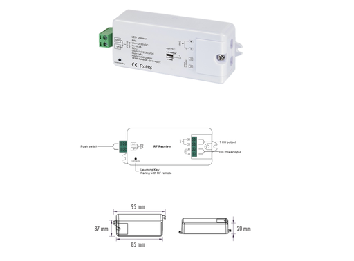 [ECT-RECEIVER001] CONTROLADOR RF/PUSH-DIM 12-36VDC 1x8A 96W-288W IP20