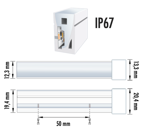 [NEON-L192W24VRGB3000KIP67] NEON LED L 19.2W 24V RGB + 3000K IP67