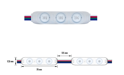 [SIGN-011-072W-RGB] SIGN-011-072W-RGB - MODULO 3LED 0.72W 12V IP65 RGB 5Y