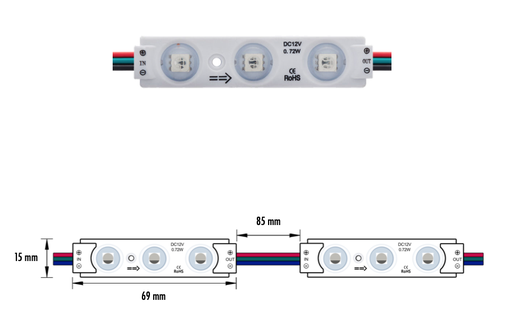 [SIGN-009-072W-DIGITAL] SIGN-009-072W-DIGITAL - MODULO 3LED 0.72W 12V IP65 RGB DIGITAL 5Y