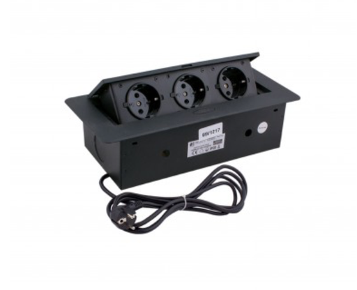 [KOMB-CZ-DE-1,5-M01W] Caixa de tomadas Preto, 3xshucko, 1.5M cabo